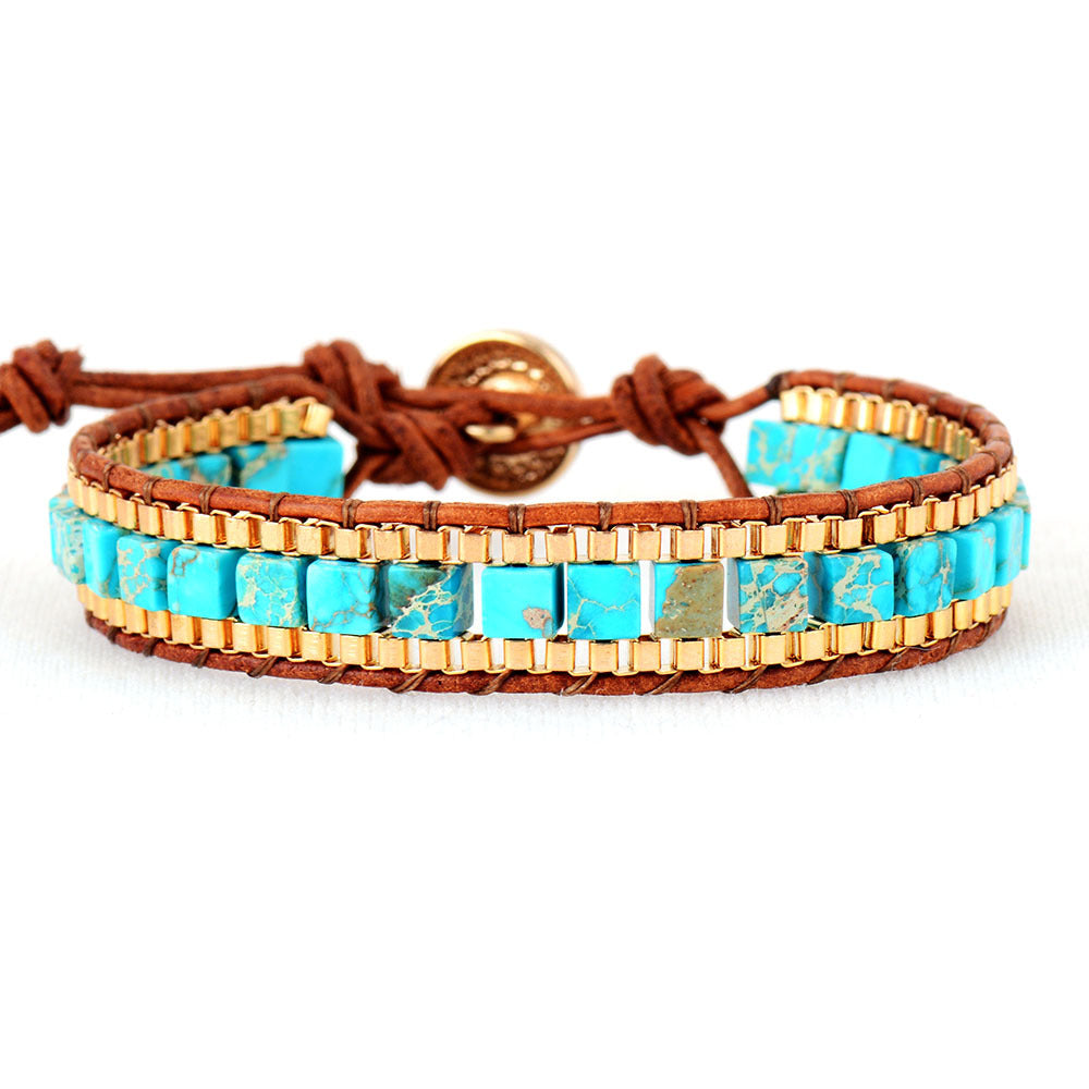 Fashion Imperial Stone Hand-woven Leather Bracelet - More bang for your bucks