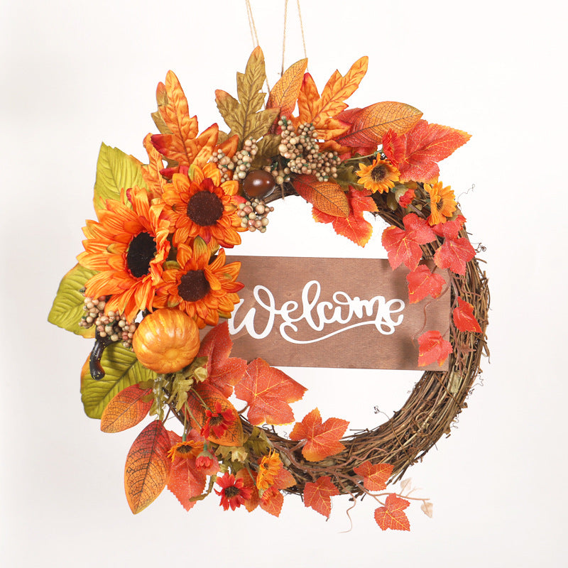 Maple Leaf Thanksgiving Vine Circle Wreath Wall Mount