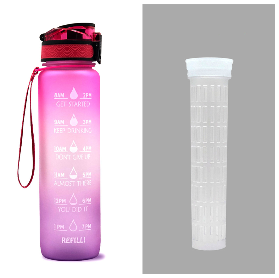 1L Tritan Water Bottle With Time Marker Bounce Cover Motivational Water Bottle Cycling Leakproof Cup For Sports Fitness Bottles - More bang for your bucks