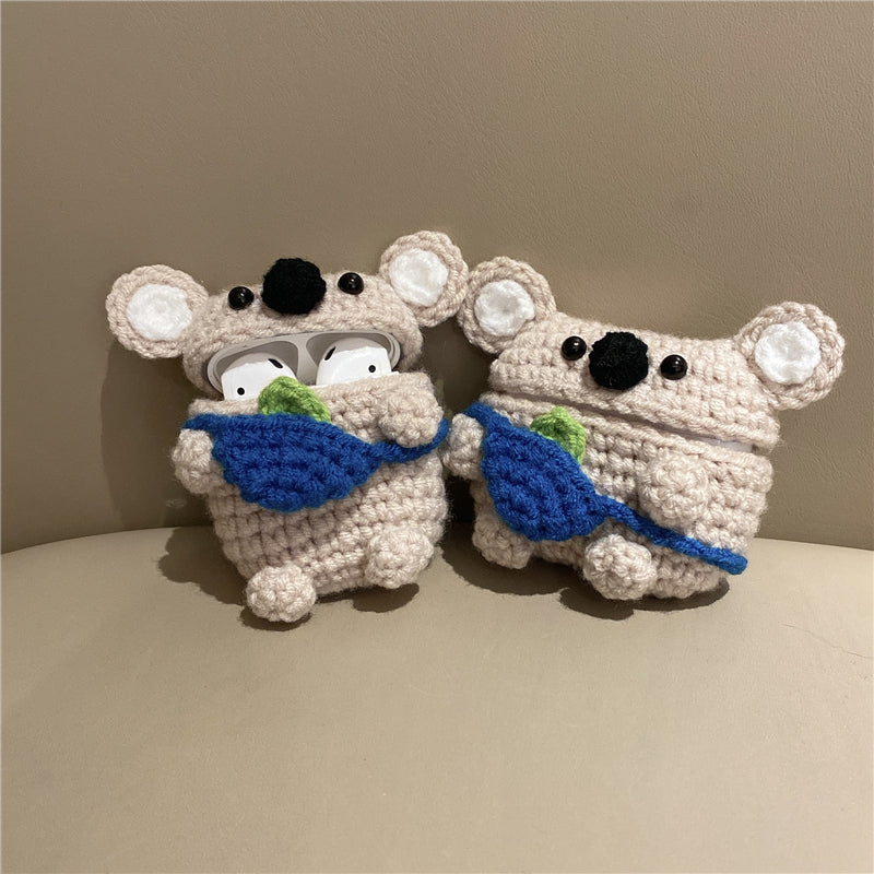 Homemade Handmade Knit Backpack Koala Bear Earphone Cover