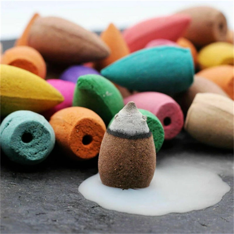 100Pcs Backflow Incense Cones Burner Heavy Smoke Waterfall Buddhism Smoke Cones