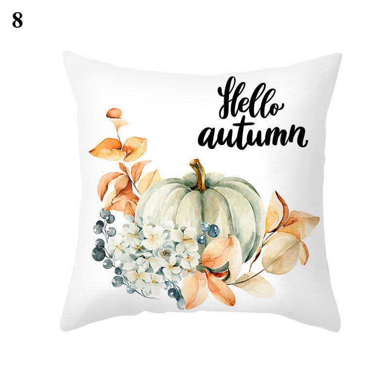 Maple Pumpkin Print Thanksgiving Peach Skin Pillowcase