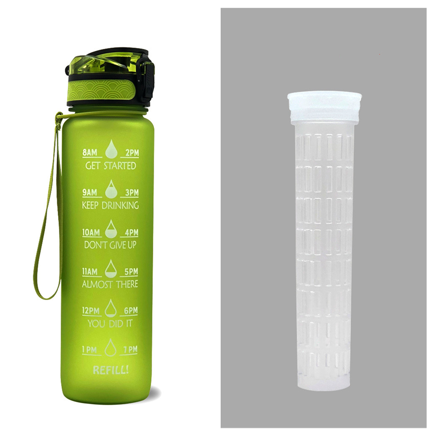 1L Tritan Water Bottle With Time Marker Bounce Cover Motivational Water Bottle Cycling Leakproof Cup For Sports Fitness Bottles - More bang for your bucks