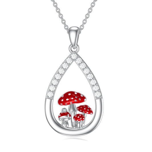 Mushroom Necklace 925 Sterling Silver Mushroom Pendant Necklace Mushroom Jewelry Gifts - More bang for your bucks