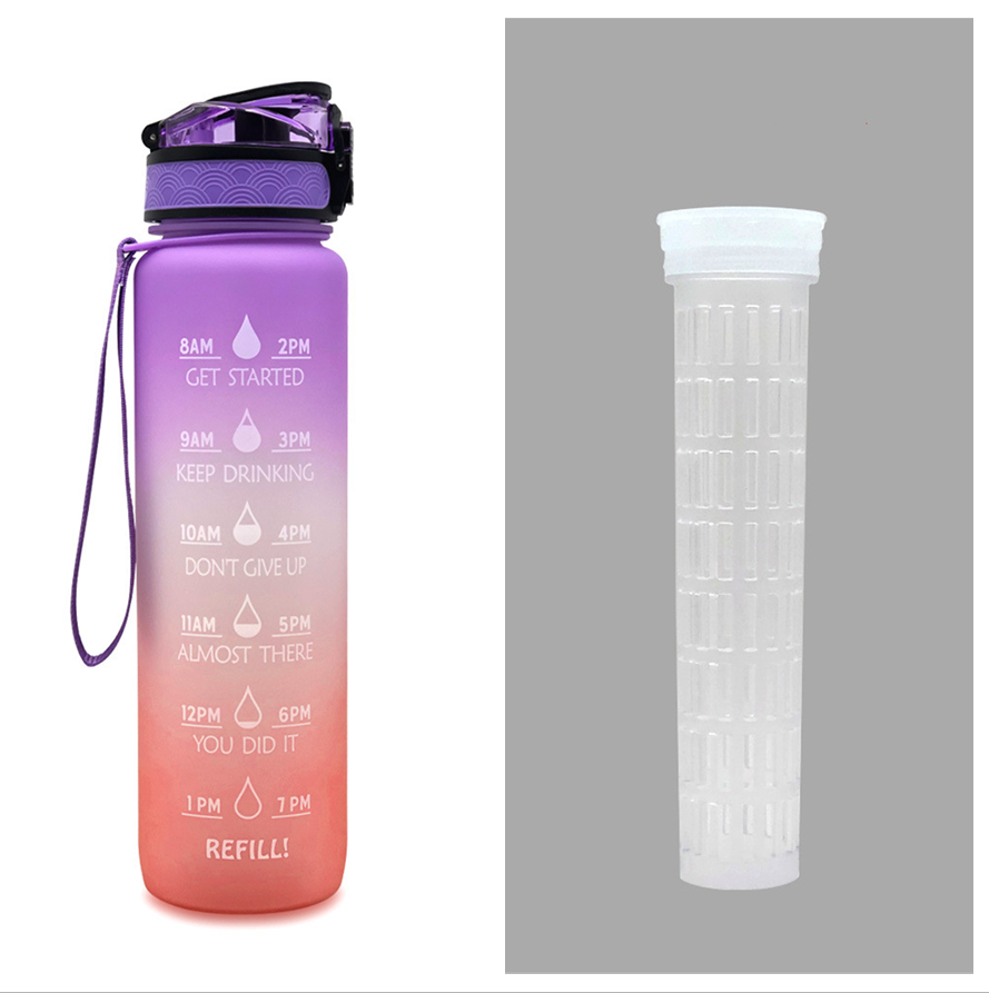 1L Tritan Water Bottle With Time Marker Bounce Cover Motivational Water Bottle Cycling Leakproof Cup For Sports Fitness Bottles - More bang for your bucks