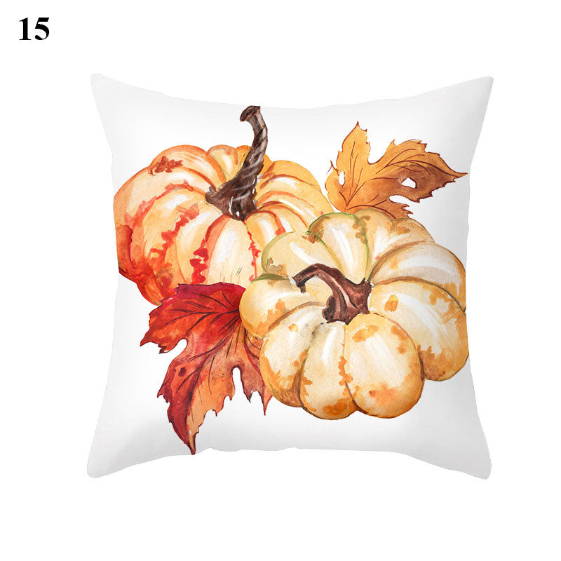 Maple Pumpkin Print Thanksgiving Peach Skin Pillowcase