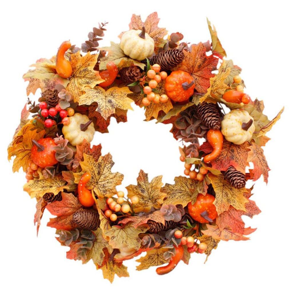 Pumpkin Berry Door Hanging Harvest Festival Vine Circle Thanksgiving Wreath